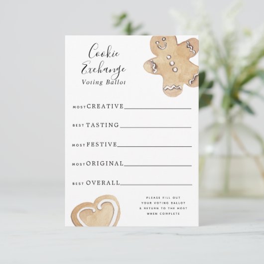 Cookie Exchange-Stimmzettel Einladung (Stehend Vorderseite)