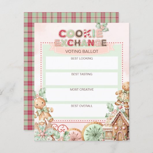Cookie Exchange Stimmzettel Gingerbrot (Vorne/Hinten)