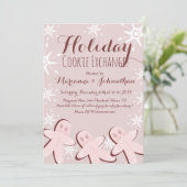 Cookie Exchange Swap Weihnachtsbaum Feiertag Rosa Einladung (Stehend Vorderseite)