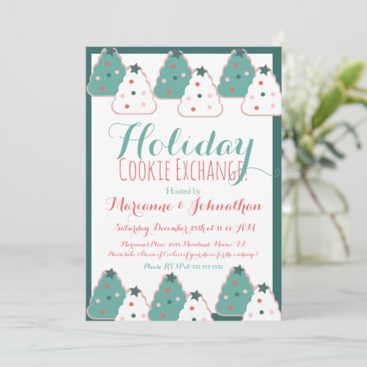 Cookie Exchange Swap Weihnachtsbaum Urlaub Einladung (Stehend Vorderseite)