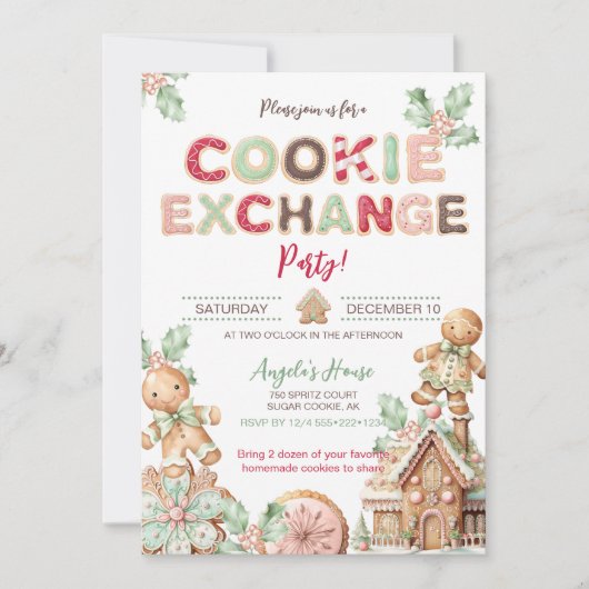 Cookie Exchange Weihnachtscookies Lebkuchen Einladung (Vorderseite)