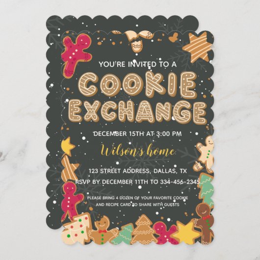 Cookie Exchange Weihnachtsfeier Einladung (Vorne/Hinten)