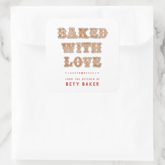 Cookie | Gebacken mit Liebe aus der Küche von Quadratischer Aufkleber (Tasche)