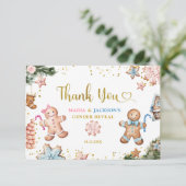 Cookie Gingerbread Gender-Bericht Danke Karte (Stehend Vorderseite)