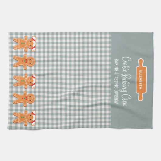 Cookie Green Gingerbrot Monogram Baking Geschirrtuch (Horizontal)