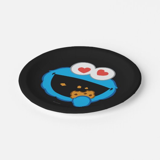 Cookie Lächelndes Gesicht mit herzförmigen Augen Pappteller (Schrägansicht)