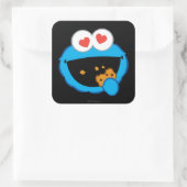 Cookie Lächelndes Gesicht mit herzförmigen Augen Quadratischer Aufkleber (Tasche)