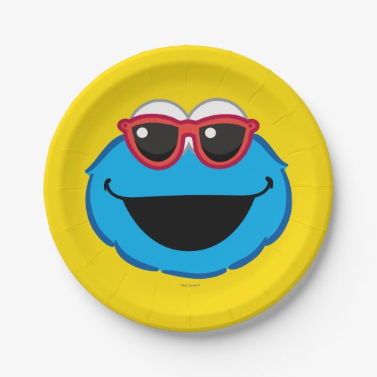Cookie Lächelndes Gesicht mit Sonnenbrille Pappteller (Vorderseite)