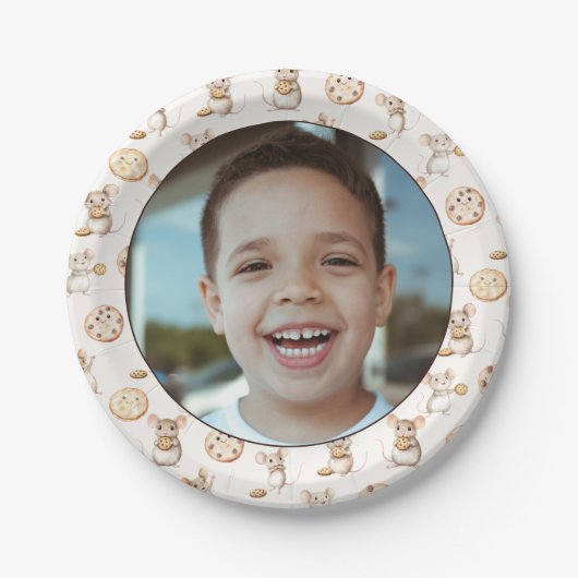Cookie & Maus Kindergeburtstag Foto Papierplatte Pappteller (Vorderseite)
