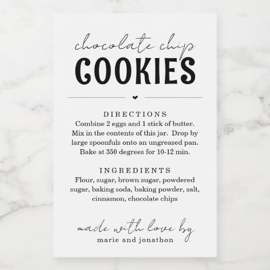 Cookie-Mix in einem Jar-Geschenk Lebensmitteletikett (Einzelnes Label)