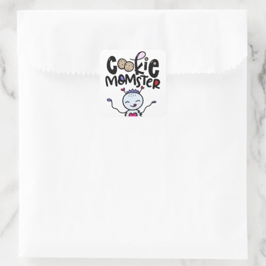 Cookie Momster, handgezeichnet Quadratischer Aufkleber (Tasche)
