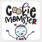 Cookie Momster, handgezeichnet Quadratischer Aufkleber (Vorderseite)