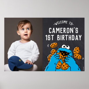 Cookie Monster 1. Geburtstag Begrüßung Poster