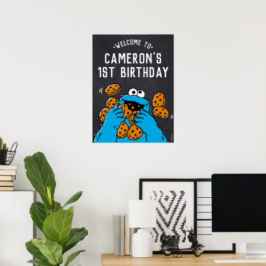 Cookie Monster 1. Geburtstag Begrüßung Poster (Heimbüro)