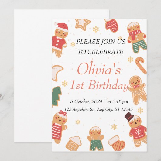 Cookie Monster 1. Geburtstag Einladung (Vorne/Hinten)