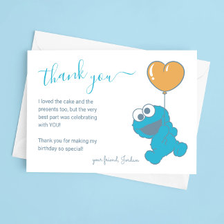 Cookie Monster 1. Geburtstag Vielen Dank Einladung