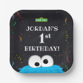 Cookie Monster | 1st Birthday Pappteller (Vorderseite)