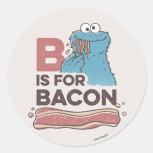 Cookie Monster B ist für Bacon Runder Aufkleber