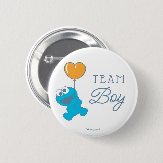 Cookie Monster Baby Shower Team Boy Button (Vorne & Hinten)