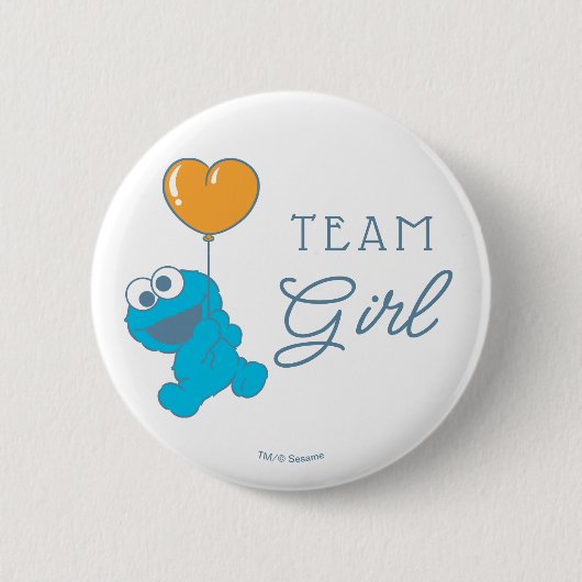 Cookie Monster Baby Shower Team Girl Button (Vorderseite)