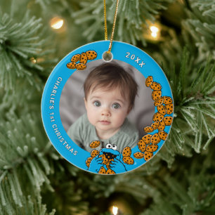 Cookie Monster Baby's 1. Weihnachtsfoto Keramik Ornament