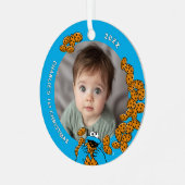 Cookie Monster Baby's 1st Christmas Photo Metal Or Ornament Aus Metall (Vorderseite links)