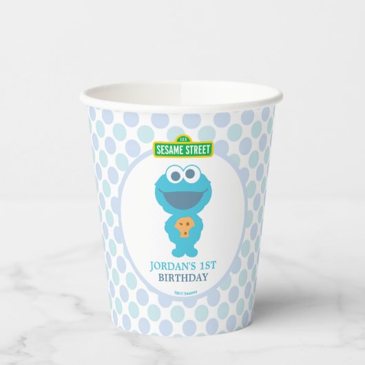 Cookie Monster | Baby's First Birthday Pappbecher (Links)