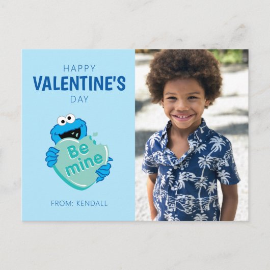 Cookie Monster "Be Mine" Valentine's Heart Candy Postkarte (Vorderseite)