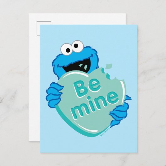 Cookie Monster "Be Mine" Valentine's Heart Candy Postkarte (Vorne/Hinten)
