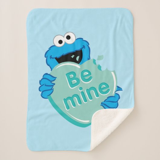 Cookie Monster "Be Mine" Valentine's Heart Candy Sherpadecke (Vorderseite)