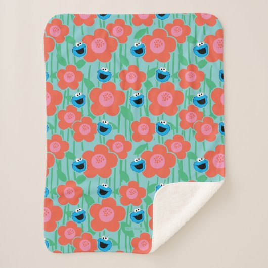 Cookie Monster Blumenmuster Sherpadecke (Vorderseite)