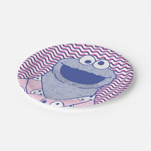 Cookie Monster | Button-Down-Cookie-Shirt Pappteller (Schrägansicht)