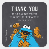 Cookie Monster Chalkboard Baby Dusche Vielen Dank Quadratischer Aufkleber (Vorderseite)