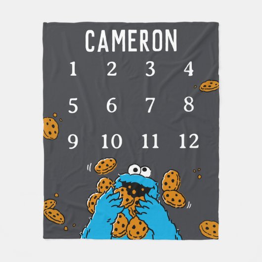 Cookie Monster Chalkboard Baby Milestone Fleecedecke (Vorderseite)