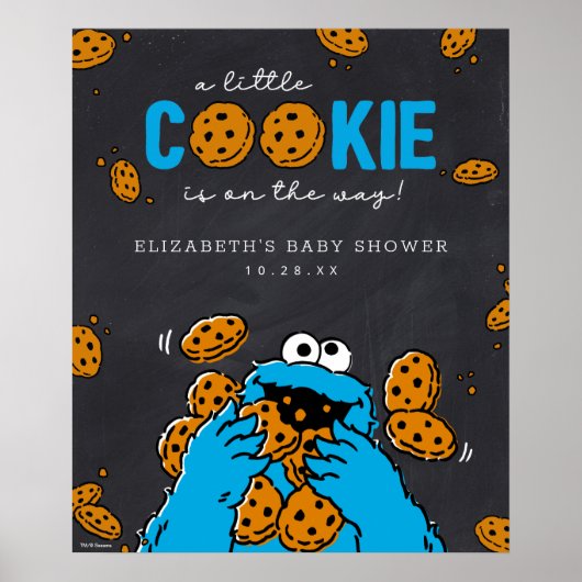 Cookie Monster Chalkboard Babydusche Willkommen Poster (Vorne)