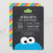 Cookie Monster Chalkboard Confetti Geburtstag Einladung (Vorne/Hinten)
