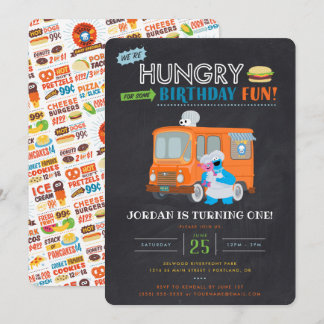 Cookie Monster Chalkboard Food Truck Geburtstag Einladung