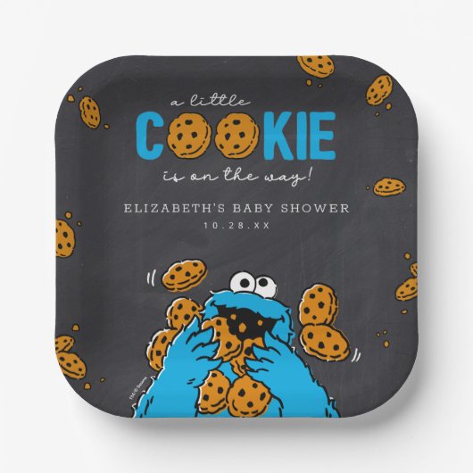 Cookie Monster Chalkboard Kinderdusche Pappteller (Vorderseite)