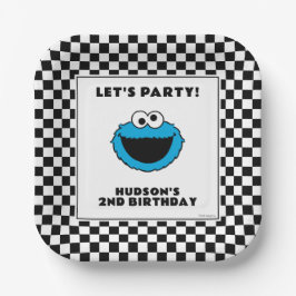 Cookie Monster Checkerboard Birthday Pappteller