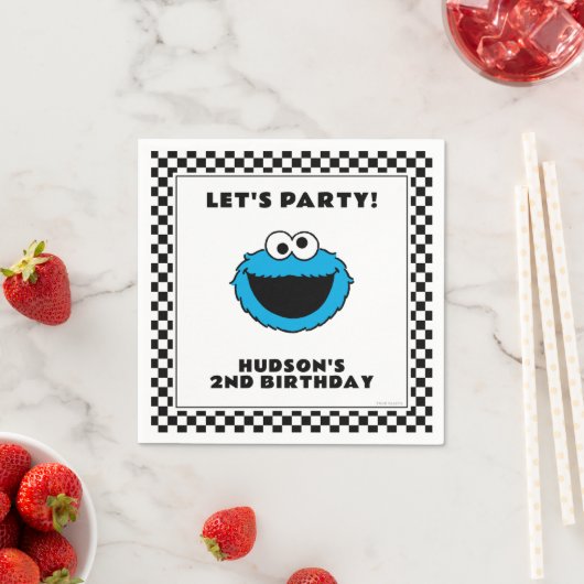 Cookie Monster Checkerboard Birthday Serviette (Beispiel)