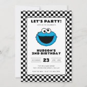 Cookie Monster Checkerboard Geburtstag Einladung (Vorderseite)