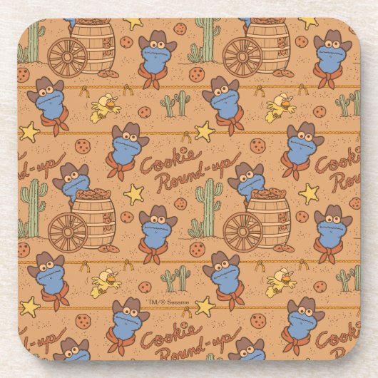 Cookie Monster | Cookie Round-Up-Muster Getränkeuntersetzer (Vorderseite)