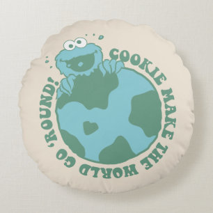 Cookie Monster   Cookies machen die Welt zum Allta Rundes Kissen