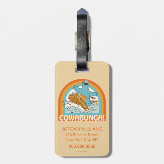 Cookie Monster Cowabunga! Gepäckanhänger (Rückseite vertikal)