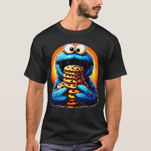 Cookie-Monster, der ein Riesenschokolade-Cookie li T-Shirt (Vorderseite)
