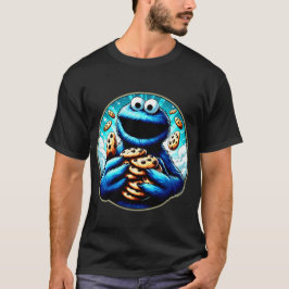 Cookie-Monster, der ein Riesenschokolade-Cookie li T-Shirt