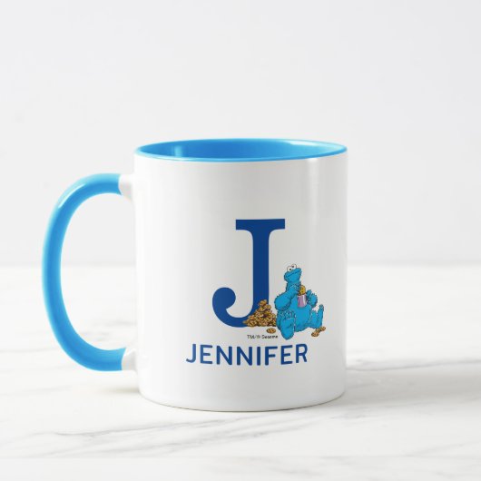Cookie Monster Eating Cookies Name & Monogram J Tasse (Links)