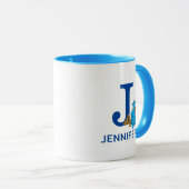 Cookie Monster Eating Cookies Name & Monogram J Tasse (VorderseiteRechts)