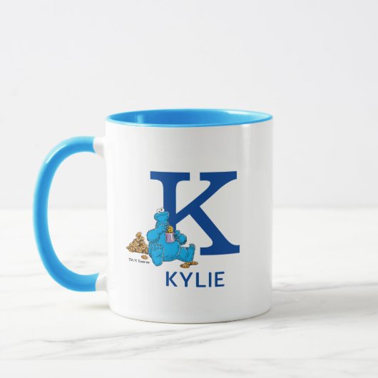 Cookie Monster Eating Cookies Name & Monogram K Tasse (Links)
