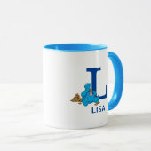 Cookie Monster Eating Cookies Name & Monogram L Tasse (VorderseiteRechts)